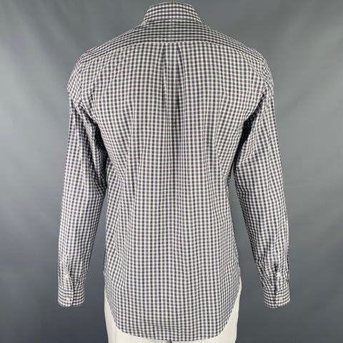 LOUIS VUITTON Size XL Grey White Checkered Cotton Button Up Long Sleeve Shirt