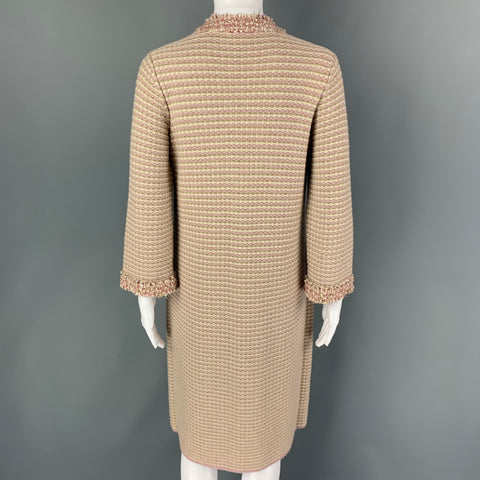 CHANEL 2006 Talla 6 Cárdigan largo texturizado con mezcla de cachemira color crema rosa