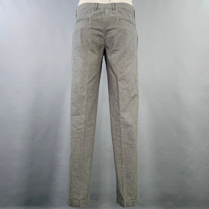 DANIELE ALESSANDRINI Size 34 Grey Twill Cotton Flat Front Dress Pants