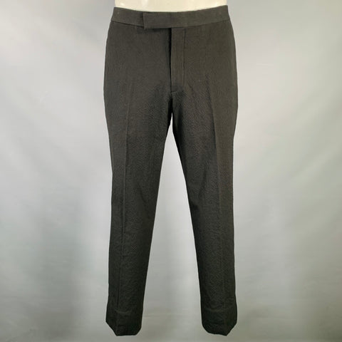 SUITSUPPLY Size 32 Black Seersucker Cotton Blend Tuxedo Dress Pants