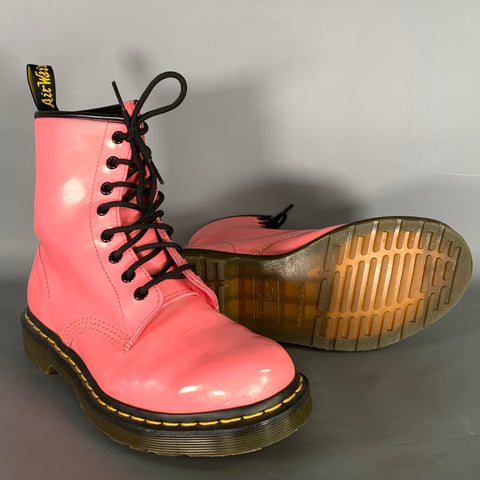 DR. MARTENS Size 9 Pink Leather Lace Up Boots