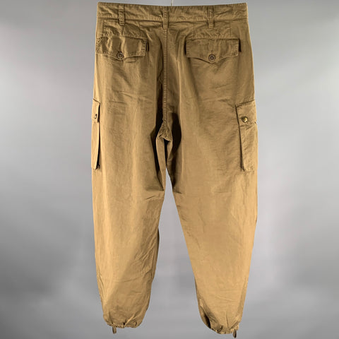 RALPH LAUREN Size 10 Green Olive Cotton Linen Silk Cargo Pants