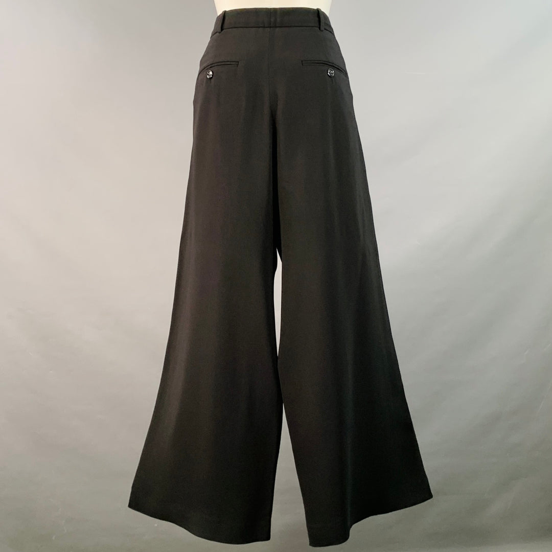 BURBERRY Size 32 Black White Viscose Blend Wide Leg Tuxedo Dress Pants