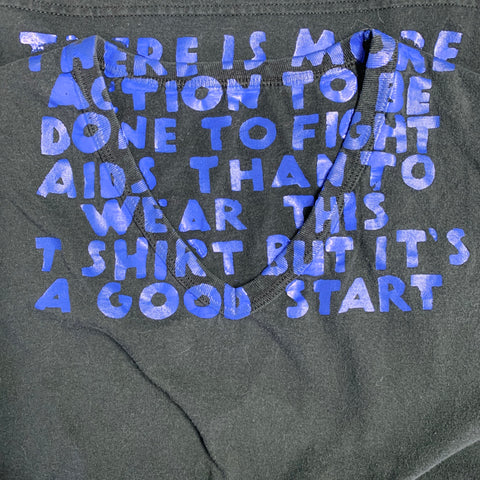 MARTIN MARGIELA Size L Black Blue Logo Cotton V-Neck T-shirt