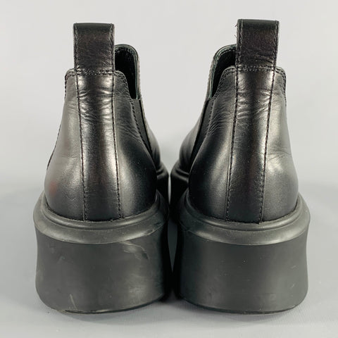 THE ROW Size 7.5 Black Leather Platform Chelsea Boots