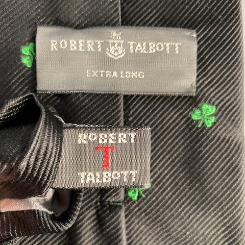 ROBERT TALBOTT Green Black Floral Silk Tie