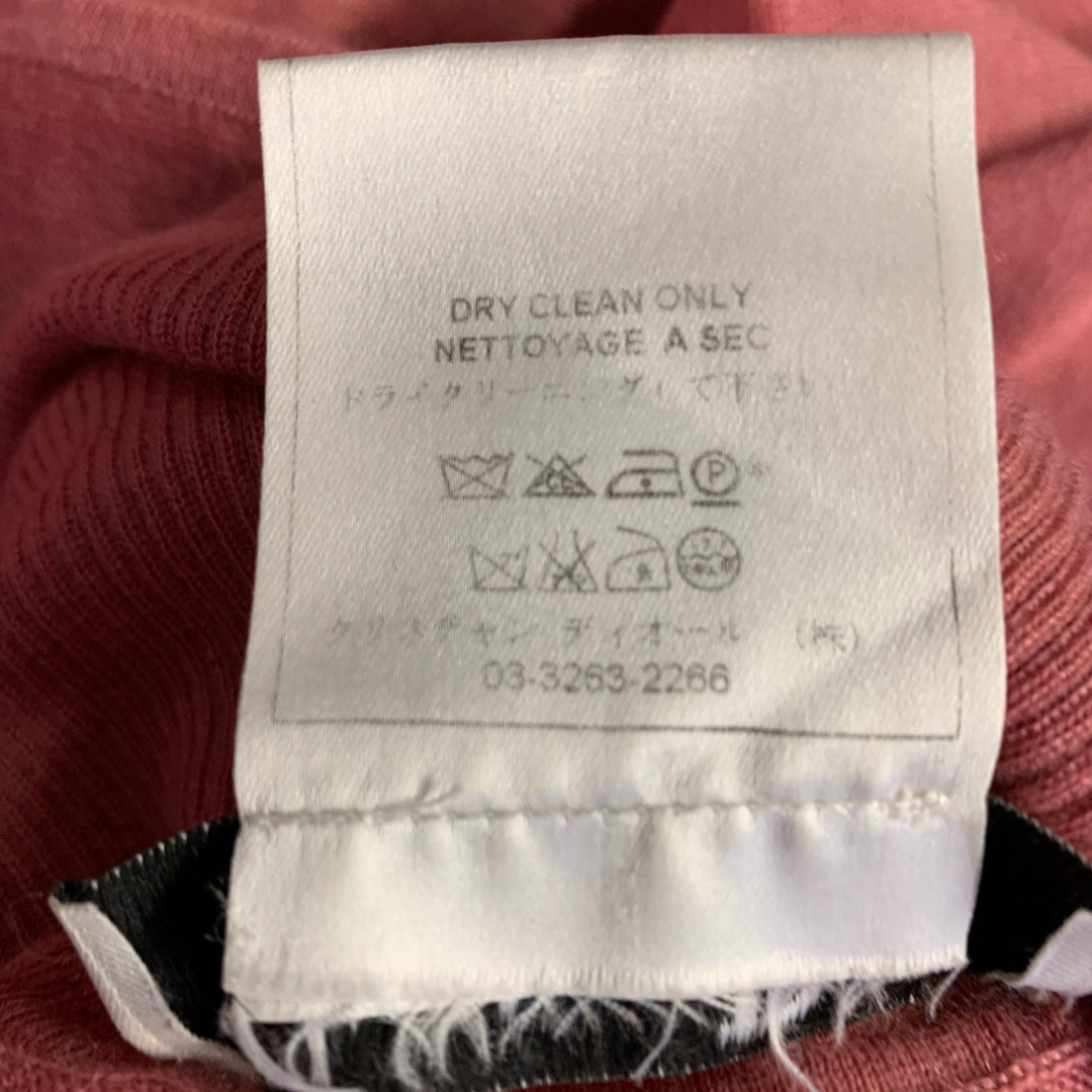 CHRISTIAN DIOR Size 4 Pink Cashmere Contrast Trim Turtleneck Cardigan Set