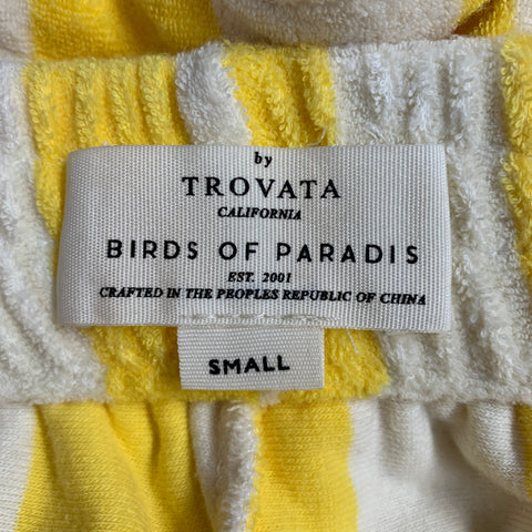 TROVATA Size S Yellow White Cotton Polyester Stripe Elastic Waistband Shorts