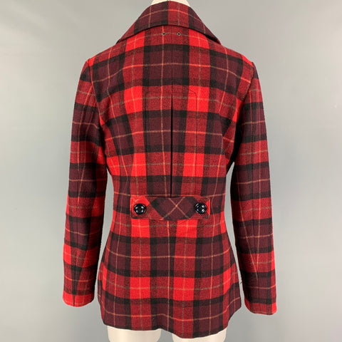 CONVERSE Size M Red Black Plaid Peacoat Jacket