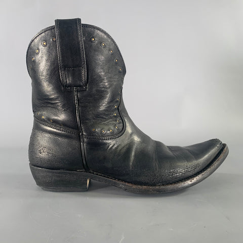 GOLDEN GOOSE Size 8 Black Leather Western Boots