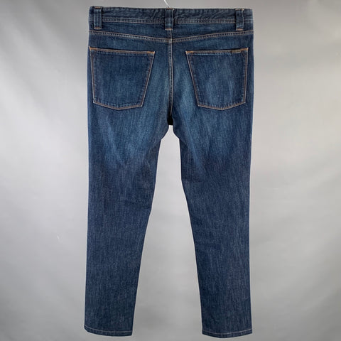 LORO PIANA Size 34 Blue Cotton Blend Slim Cut Casual Pants