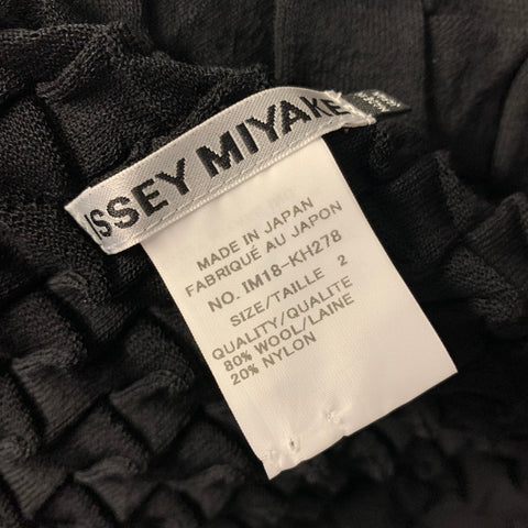 ISSEY MIYAKE FW2000 Size 2 Black Wool  Nylon Textured Tunic Long Dress