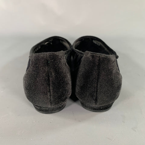 MANOLO BLAHNIK Size 9 Black Velvet Geometric Pointed Toe Flats