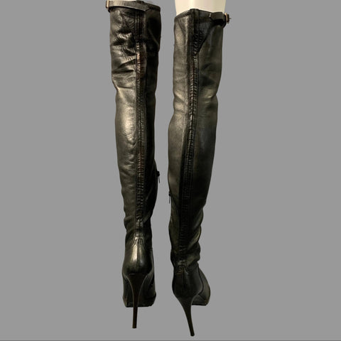 BURBERRY Size 10 Black Leather Boots
