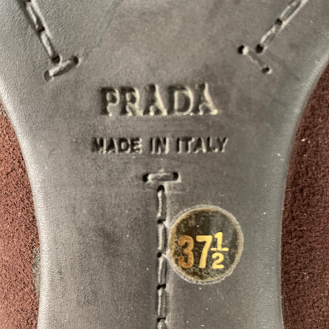 PRADA Size 7.5 Brown Suede Kitten Heel Boots