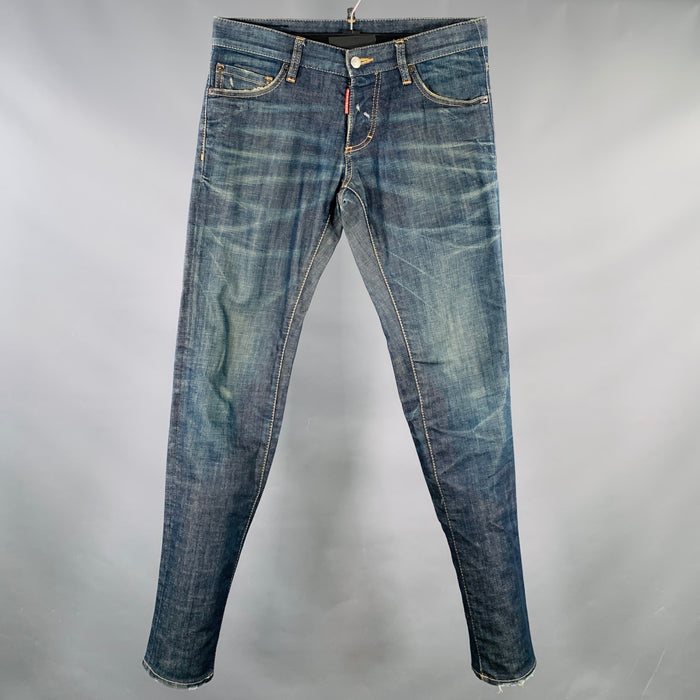 DSQUARED2 Size 30 Blue Distressed Contrast Stitch Jeans