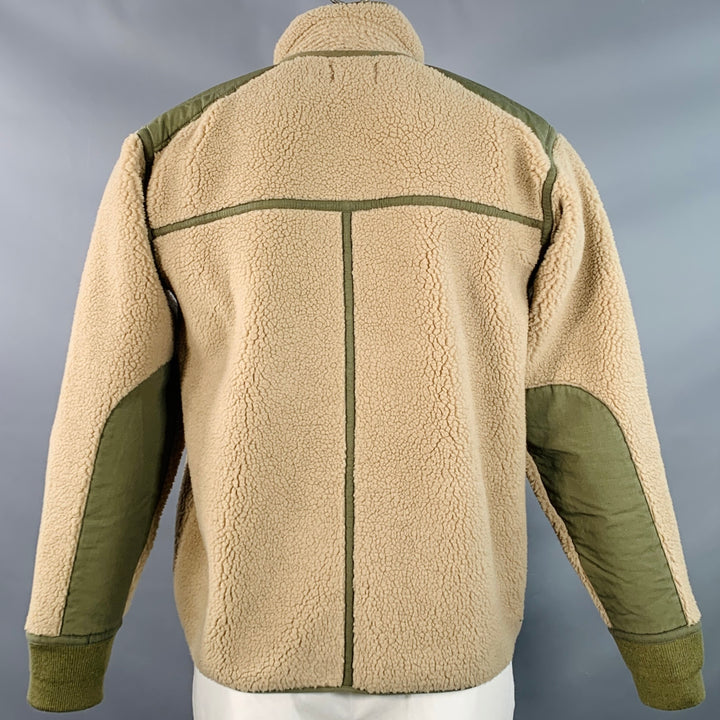 RRL by RALPH LAUREN Size L Tan Green Wool Blend One Pocket Sherpa Jacket