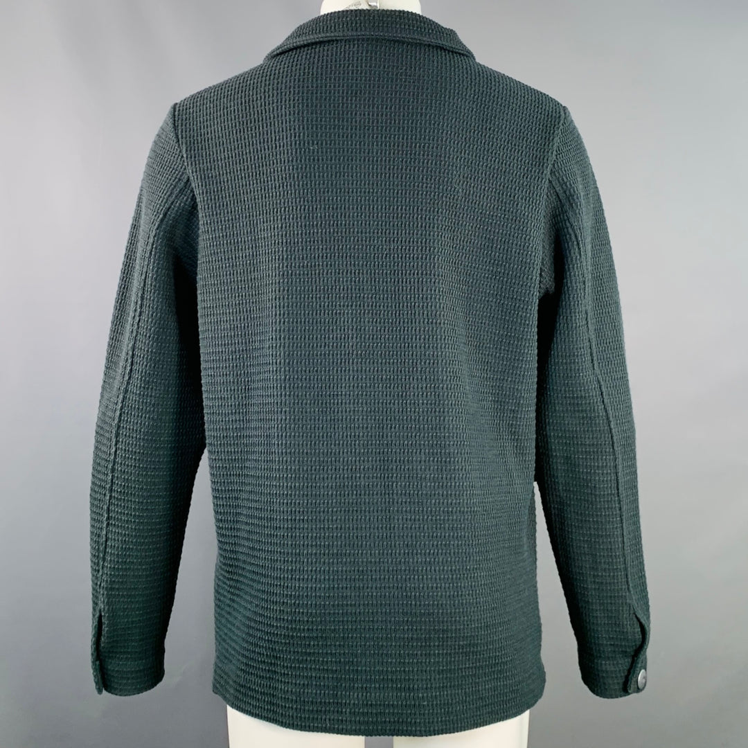 S.N.S HERNING Size M Green Waffle Knit Virgin Wool Buttoned Jacket