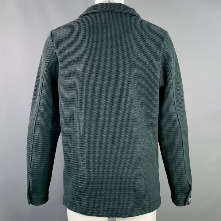 S.N.S HERNING Size M Green Waffle Knit Virgin Wool Buttoned Jacket