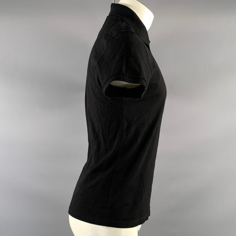 SAINT LAURENT Size XS Black Embroidery Pointed Collar Polo