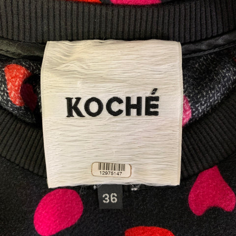 KOCHE' Size XS Black Red Polyester Blend Spotted Midi Knee-Length Dress