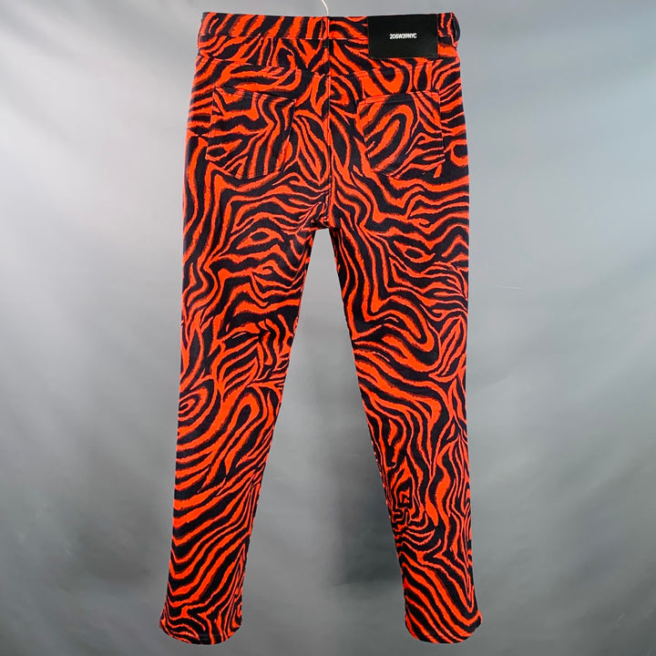 CALVIN KLEIN 205W39NYC Size 30 Red Black Zebra Cotton Blend Casual Pants