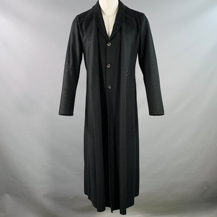 EMPORIO ARMANI Size 40 Black Virgin Wool Double Panel Hook Eye Coat