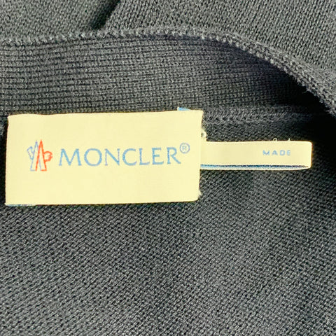 MONCLER Size M Navy Mixed Fabrics Cotton V-Neck Cardigan