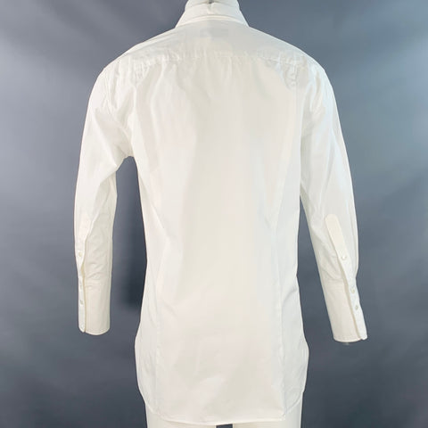 NILI LOTAN Size M White Cotton Tuxedo Pleated Bib Long Sleeve Shirt