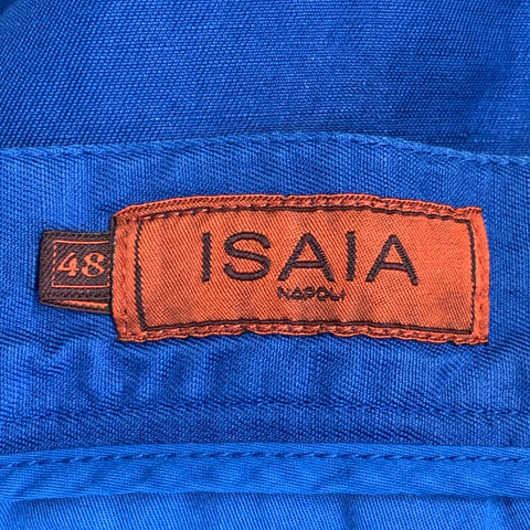 ISAIA Size 32 Blue Cotton Linen Five Pockets Tapered Zip Fly Casual Pants