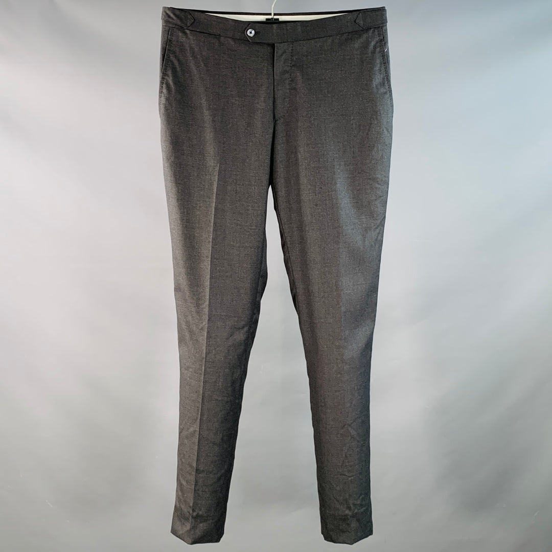 ISAIA Size 32 Grey Wool Cashmere Silk Flat Front Side Tabs Dress Pants