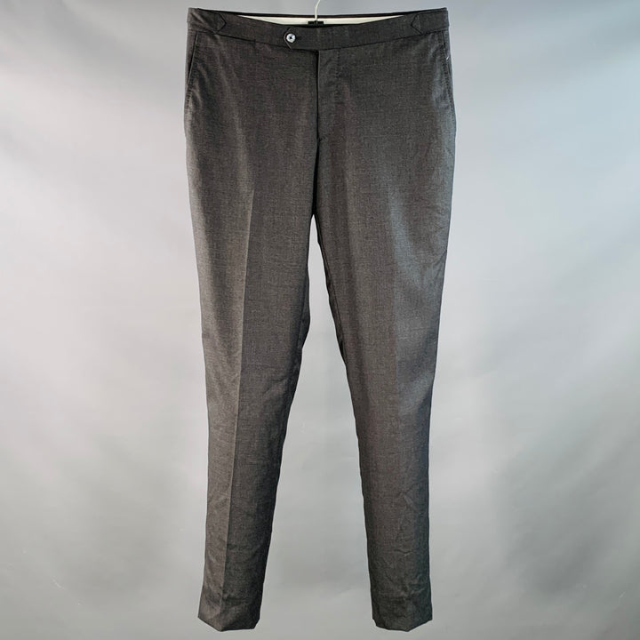 ISAIA Size 32 Grey Wool Cashmere Silk Flat Front Side Tabs Dress Pants