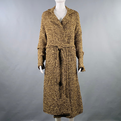 RALPH LAUREN COLLECTION Size M Brown Gold Cashmere Blend Knit Belted Coat