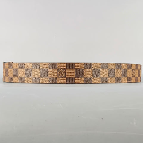 LOUIS VUITTON  Size 38 LV Initiales Brown Beige Checkered Coated Canvas Belt