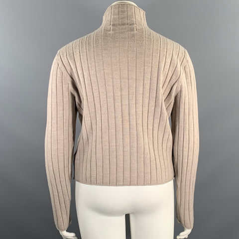 CALIFORNIA ARTS Size M Tan Wool Ribbed Knit Mock Neck Pullover Womens