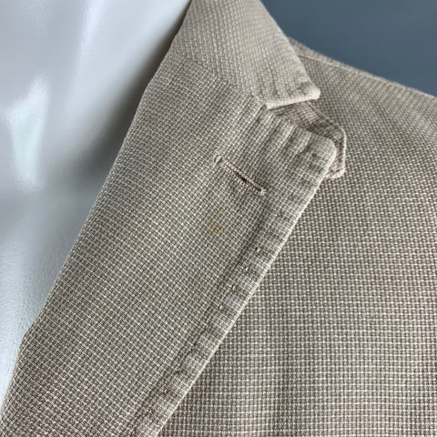 COUTURE Chest Size 38 Beige Textured Cotton Linen Single Breasted Sport Coat