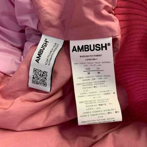 AMBUSH Size M Pink Polyamide Ribbed Knit Coat Dress Coat