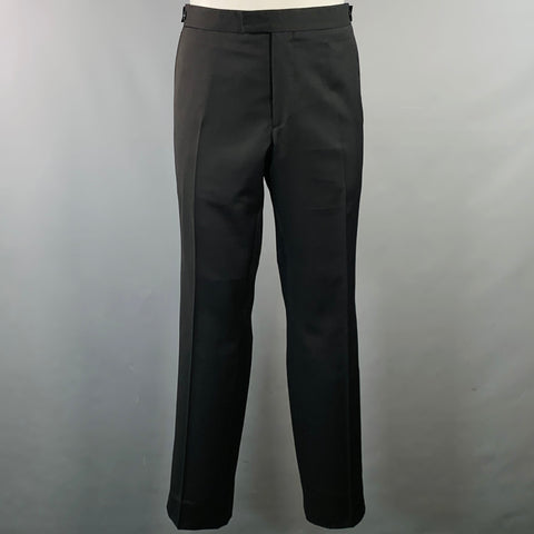 JOHN VARVATOS Size 40 Regular Black Wool Twill Notch Lapel Suit