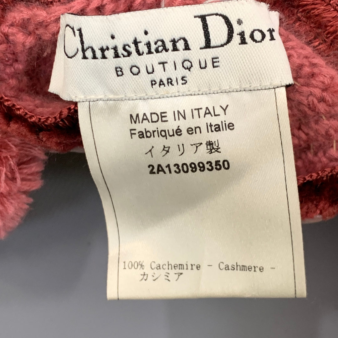 CHRISTIAN DIOR Size 4 Pink Cashmere Contrast Trim Turtleneck Cardigan Set