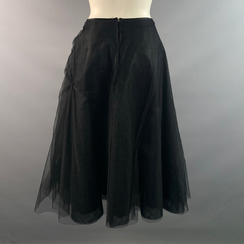 MELINDA ENG Size S Black Tulle Ruched Knee-Length Skirt