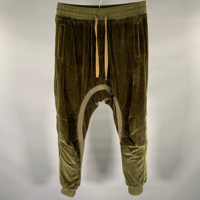 HAIDER ACKERMANN Taille S Jogging en velours et mélange de coton vert olive kaki
