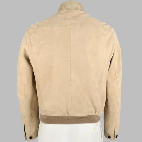 BURBERRY PRORSUM Size 42 Tan Lambskin Suede Zip Up Jacket