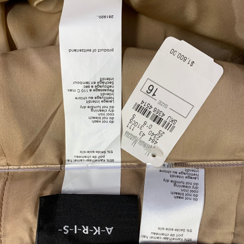 AKRIS Size 16 Beige Camel Hair Silk Wide Leg Side Zipper Dress Pants