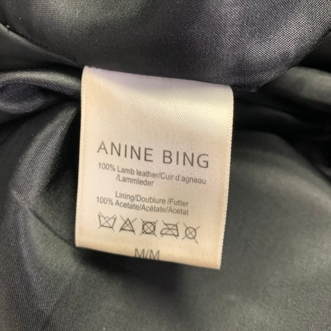 ANINE BING Size M Black Lambskin Leather Cropped Casual Pants