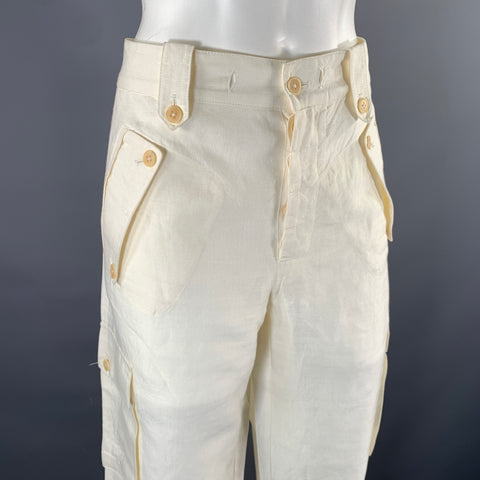 RALPH LAUREN Size 8 Cream Linen Sailor Casual Pants