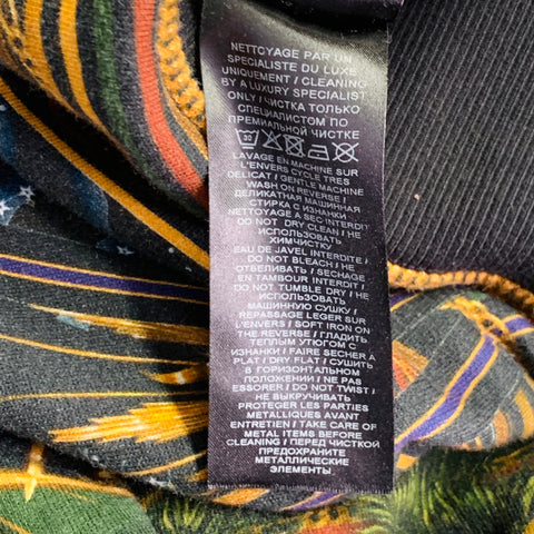 BALMAIN Size M Black Zodiac Horse Print Multi Color Astrology Cotton Hooded Sweatshirt