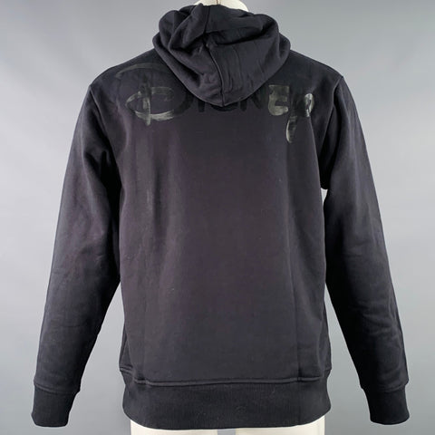 KITH Size XS Black White Logo Cotton Hooded Sweatshirt