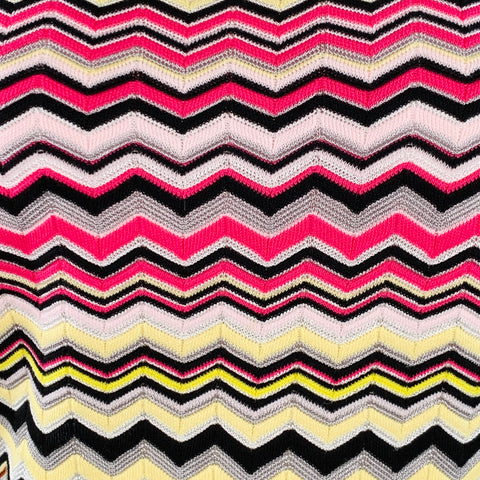 MISSONI Size S Black Multi Color Cotton Blend Zig Zag Crew Neck Pullover