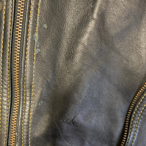 FICCE Size 40 Black Studded Leather Biker Jacket