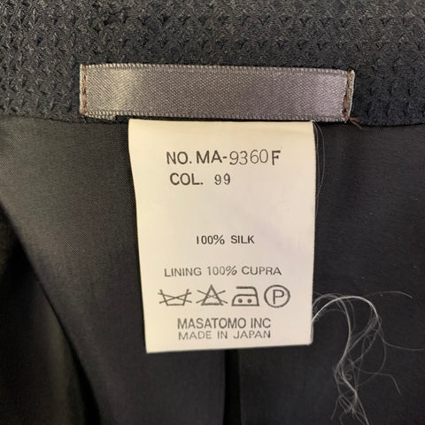 MASATOMO Size M Black Silk Diamond Notch Lapel Jacket